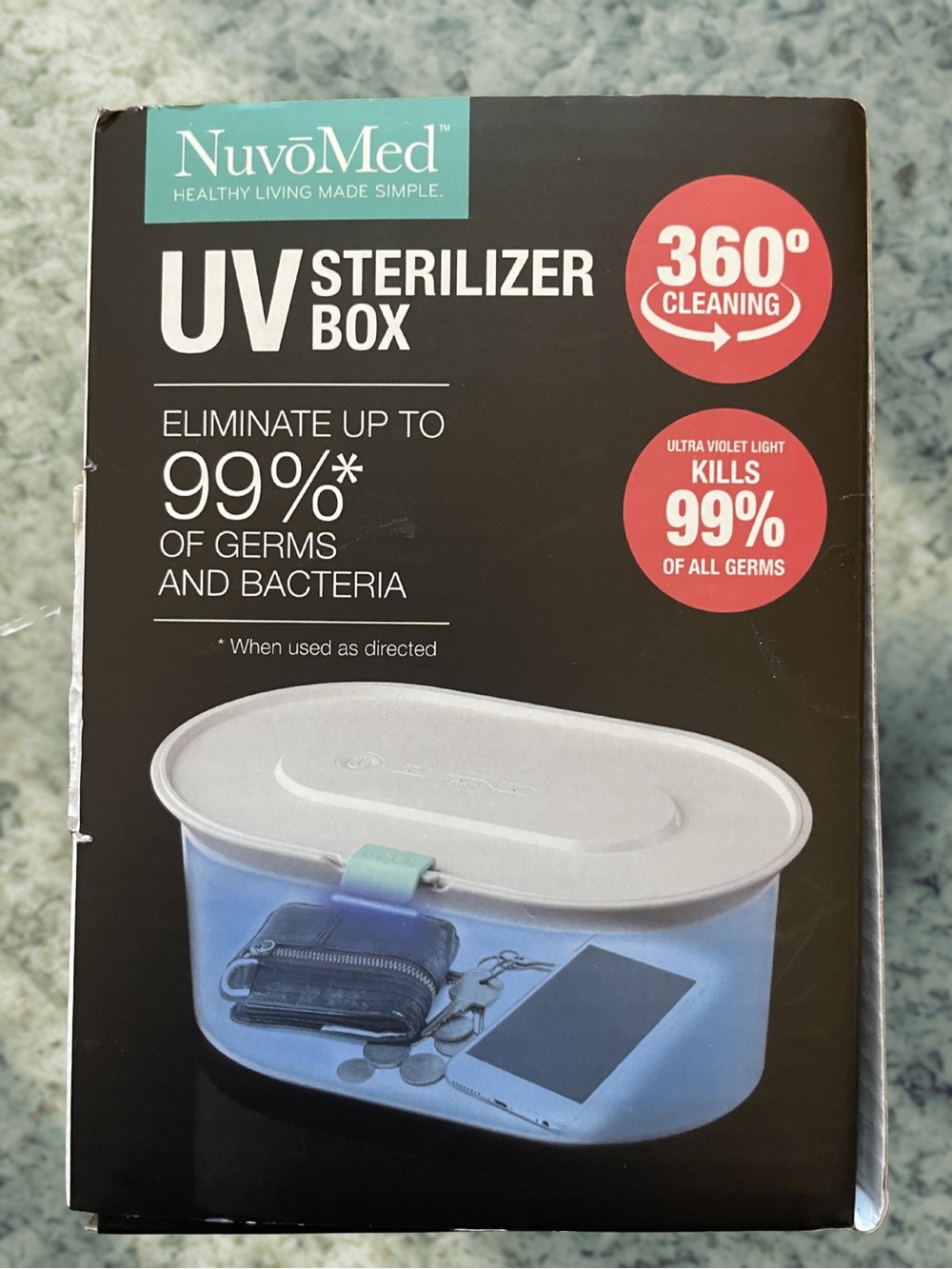 NUVOMED UV Sterilizer Box Portable 360 Cleaning for Phones Masks Jewelry Watches - Picture 3 of 13